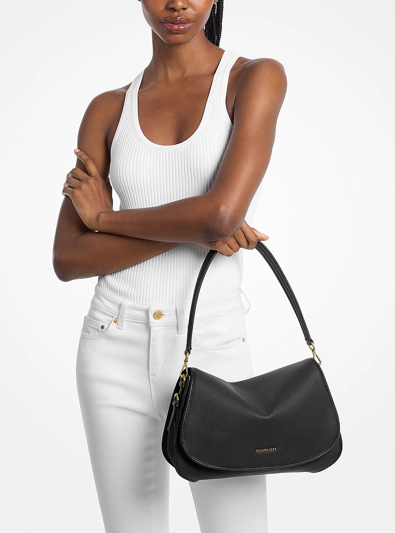 Wandelbare Messenger-Tasche Holmes Medium aus gekrispeltem Leder in SCHWARZ | Michael Kors
