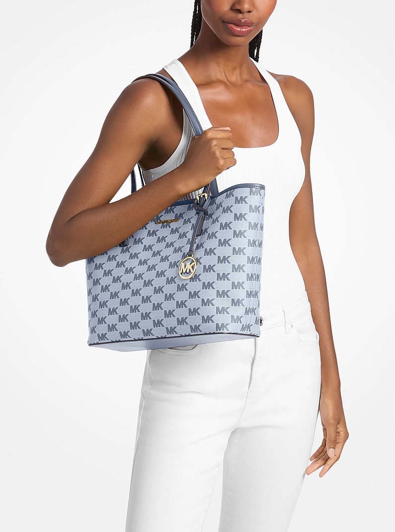 Borsa tote Jet Set media con logo jacquard in CHAMBRAY | Michael Kors