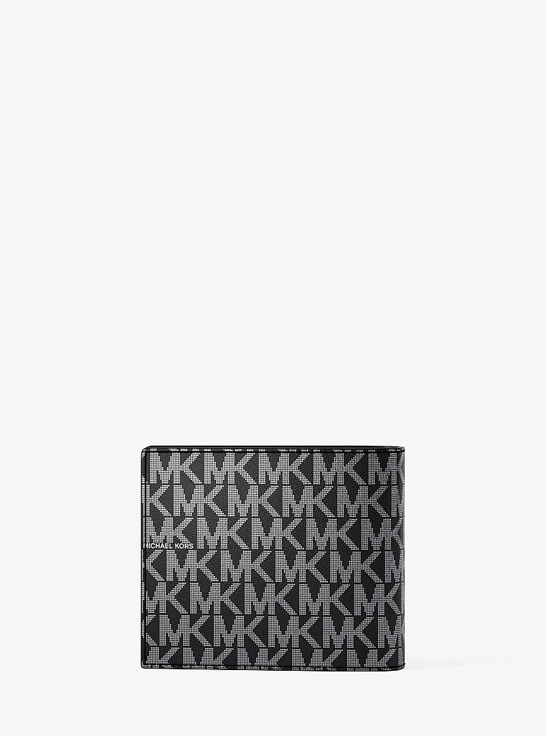 Hudson Metallic Signature Logo Billfold Wallet With Passcase in BLACK | Michael Kors