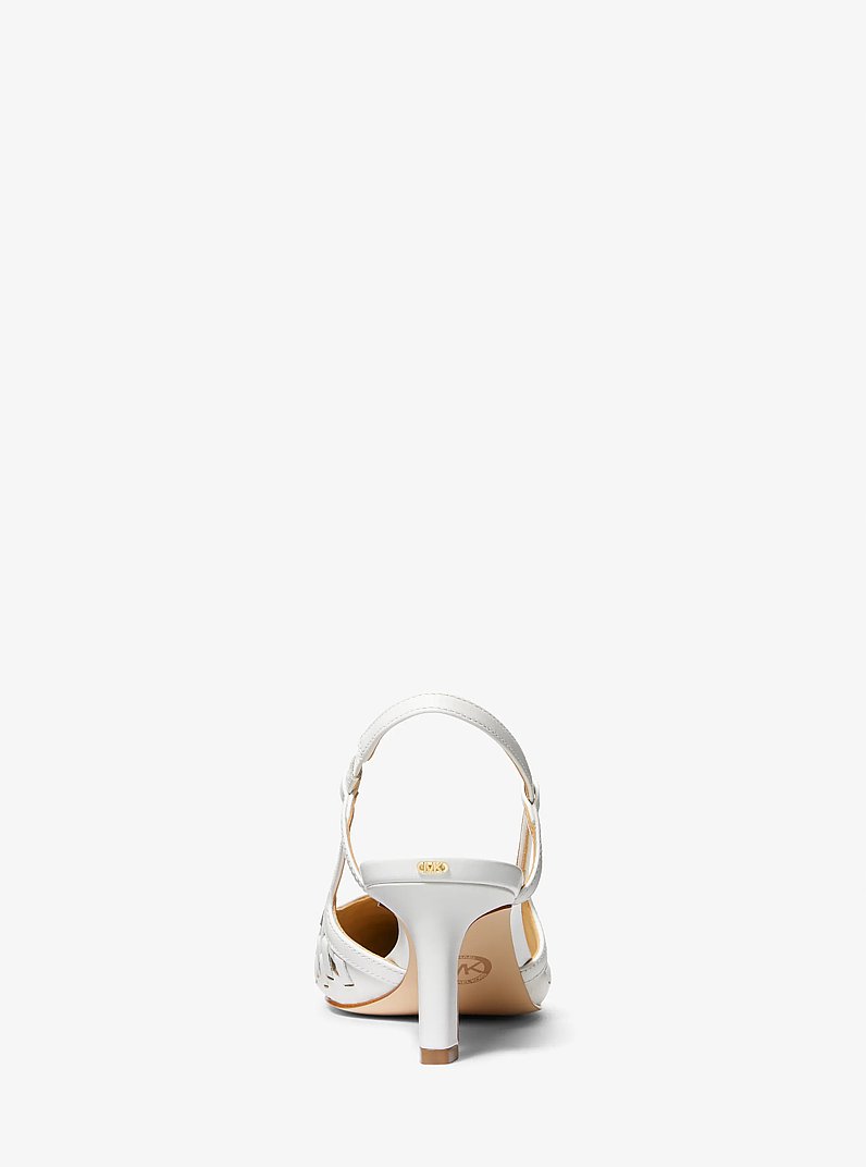 Alora Hand-Woven Leather Slingback Pump in OPTIC WHITE | Michael Kors