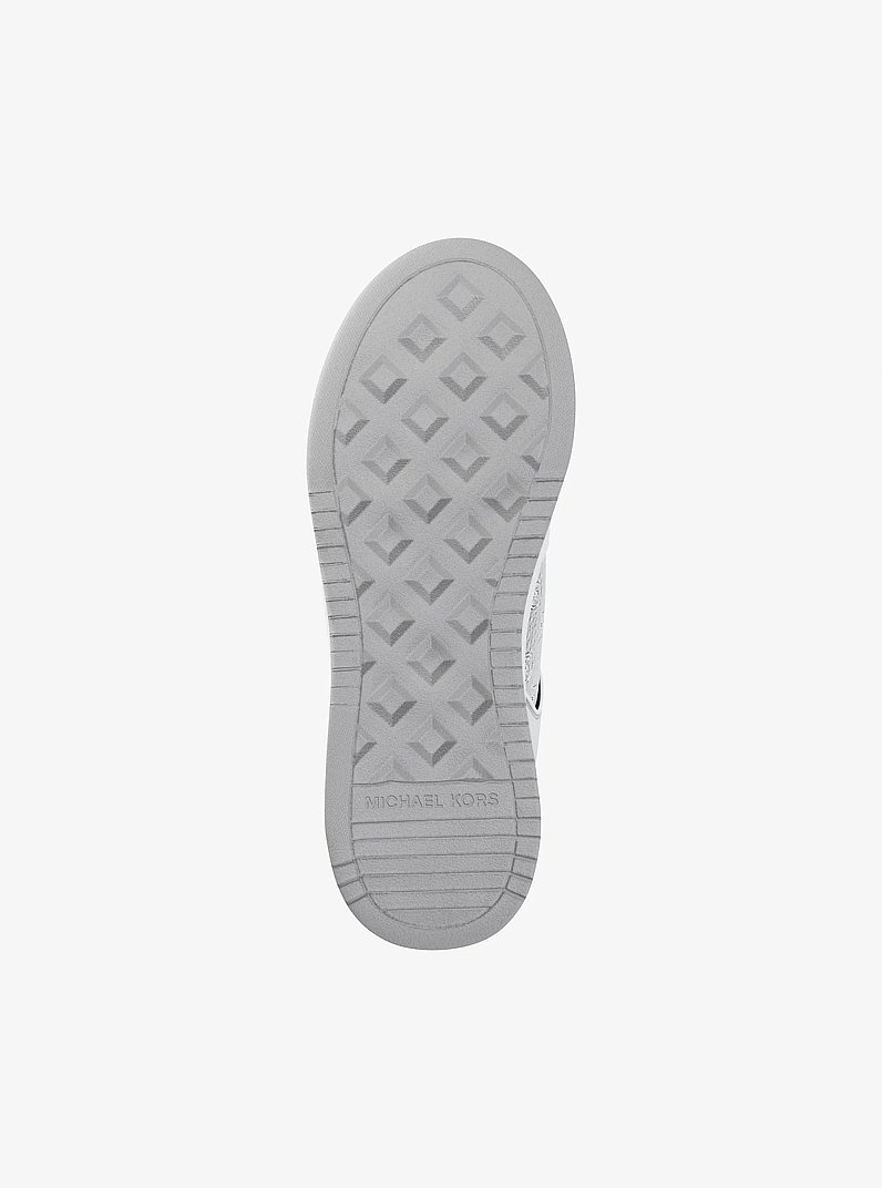 Lexi Metallic Embellished Logo Sneaker in SILVER | Michael Kors