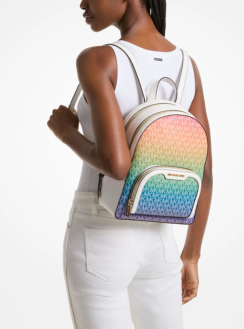 Jaycee Medium Rainbow Signature Logo Backpack in RAINBOW | Michael Kors