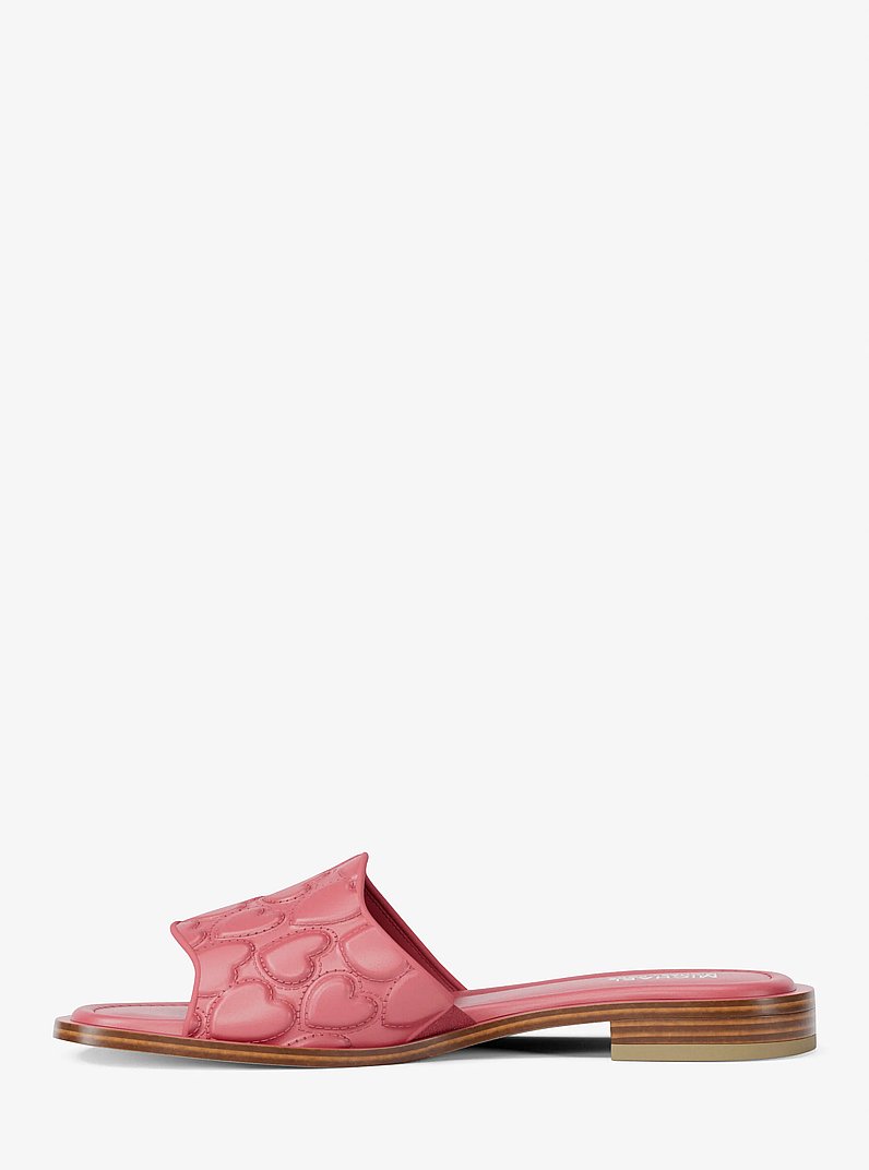 Hannah Heart Embroidered Slide Sandal in HIBISCUS | Michael Kors
