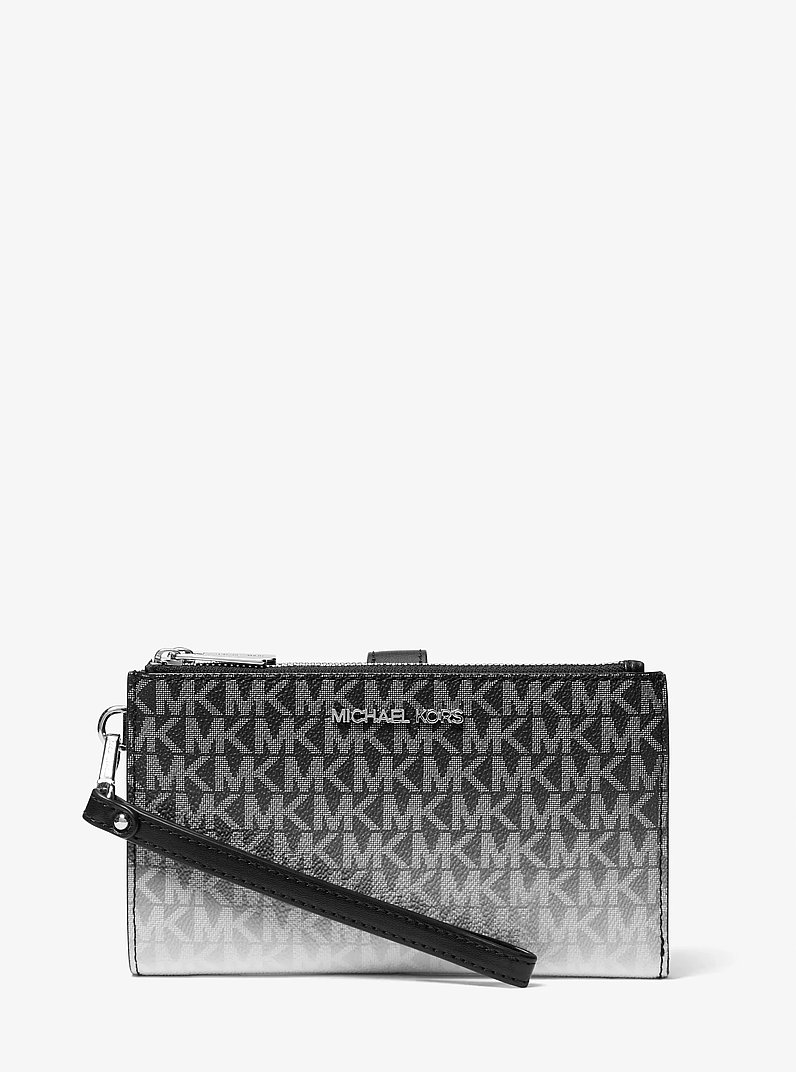 Jet Set Large Ombr&eacute; Signature Logo Wristlet in BLACK | Michael Kors