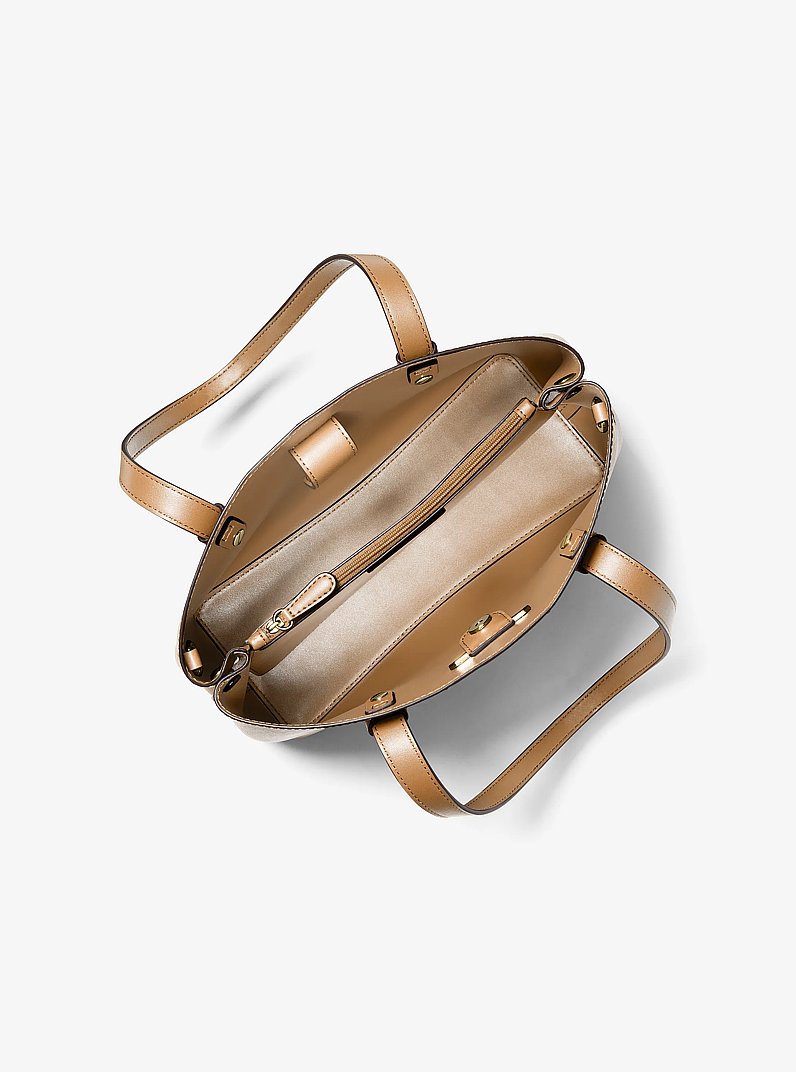 Mel Small Saffiano Leather Tote Bag in CAMEL | Michael Kors