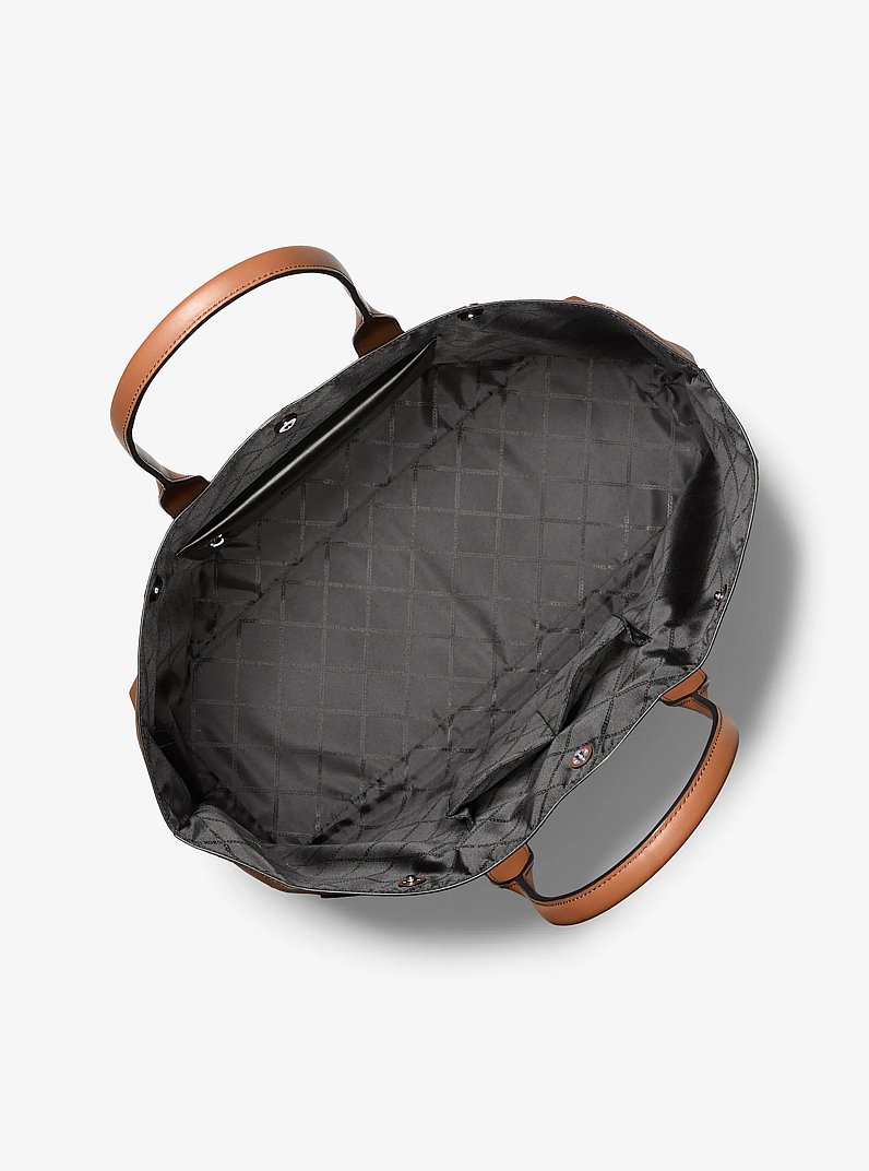 Hudson Oversized Leather Tote Bag in LUGGAGE | Michael Kors