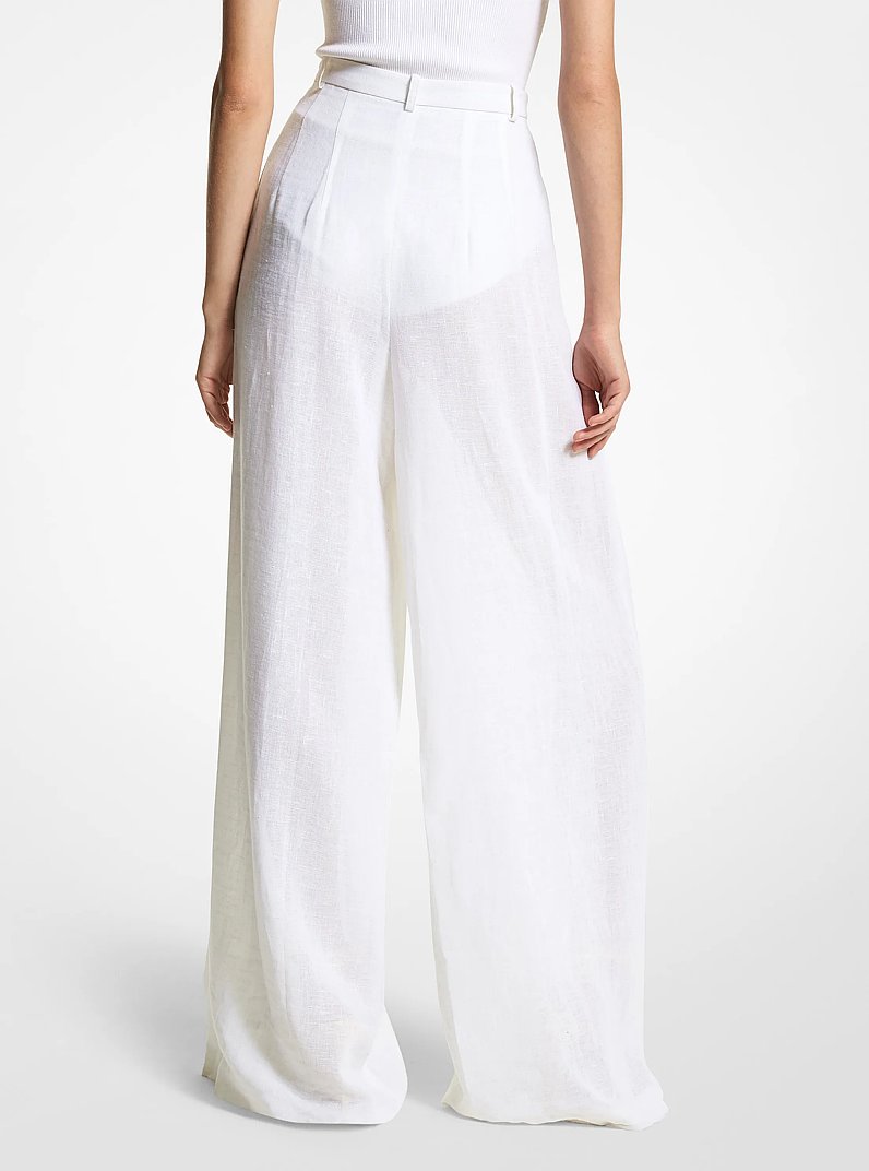 Linen Gauze Palazzo Pants in OPTIC WHITE | Michael Kors