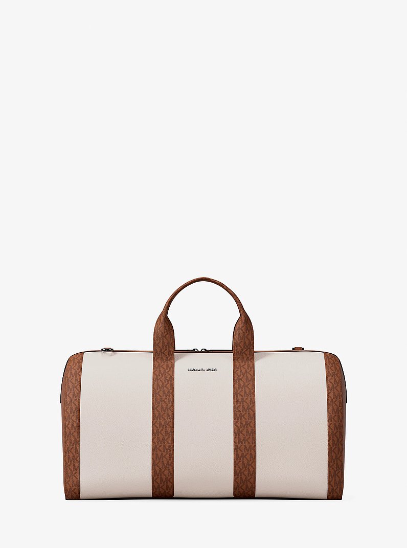 Cooper Pebbled Leather and Signature Logo Duffel Bag in LT CRM/LUGG | Michael Kors