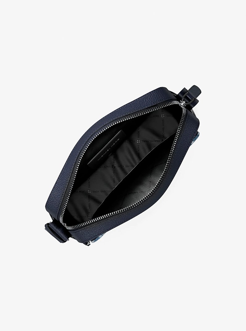 Cooper Logo Jacquard Denim Flight Bag in MEDIUM BLUE WASH | Michael Kors