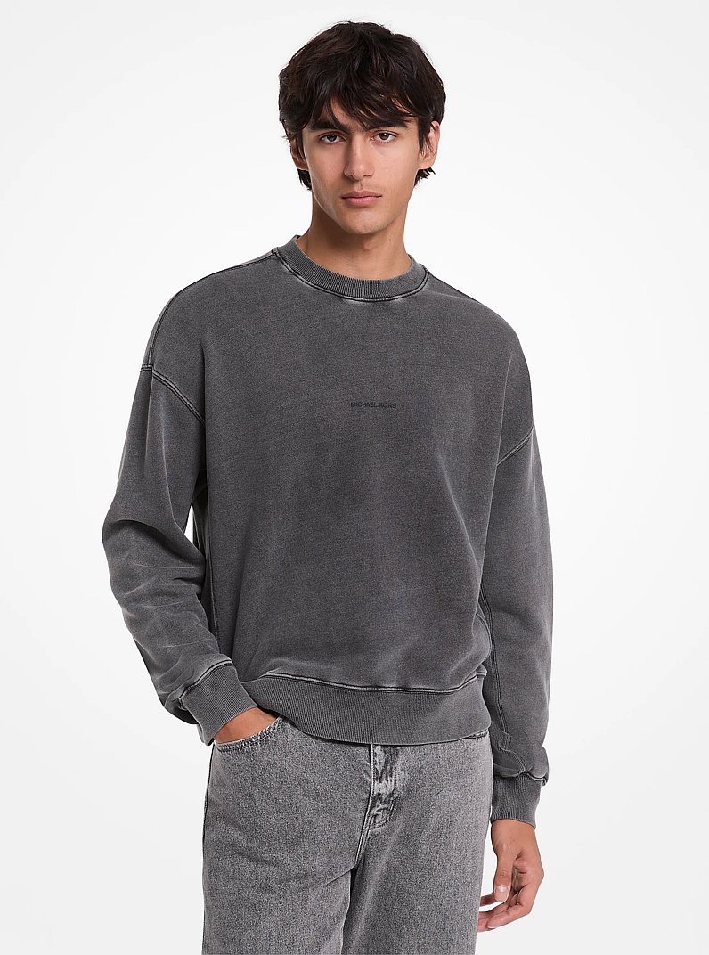Cotton Crewneck Sweatshirt in BLACK | Michael Kors