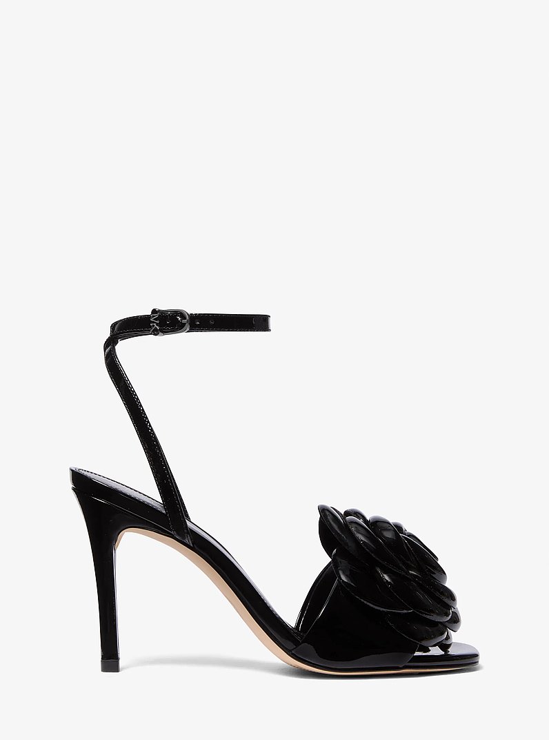 Elodie Patent Leather Sandal in BLACK | Michael Kors