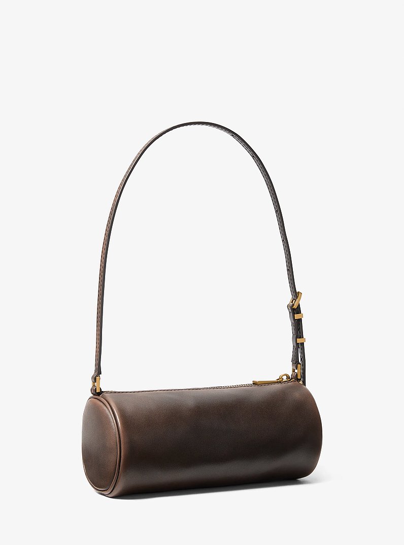 Izzy Small Leather Barrel Pochette in CHOCOLATE | Michael Kors