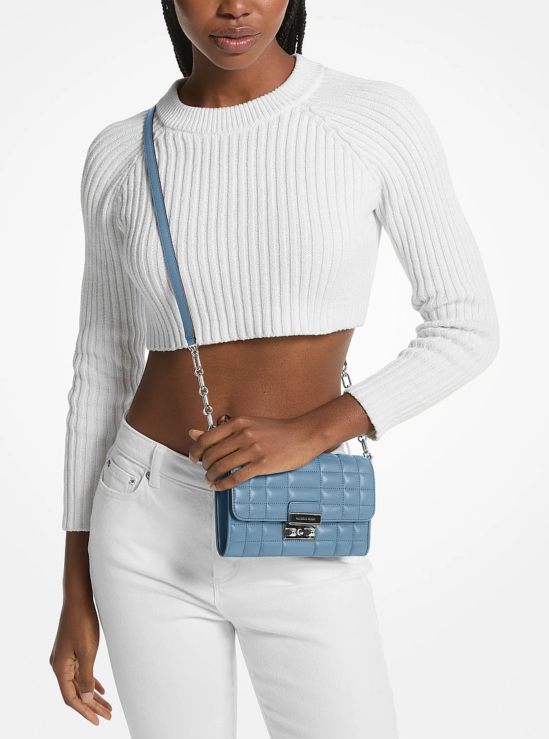 Tribeca Leather Convertible Crossbody Bag in CHAMBRAY | Michael Kors