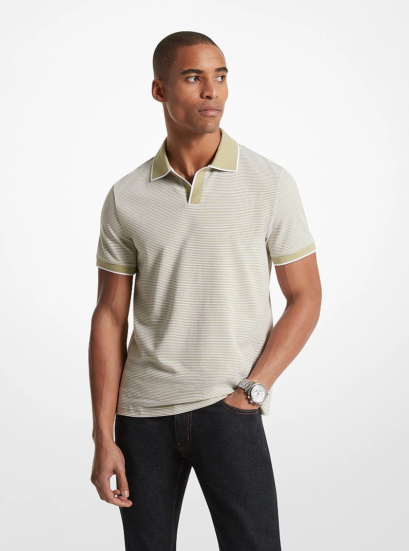 Textured Cotton Polo Shirt in LIGHT SAGE | Michael Kors