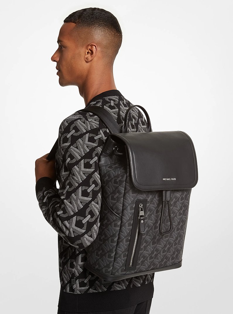 Hudson Empire Signature Logo Backpack in BLACK | Michael Kors