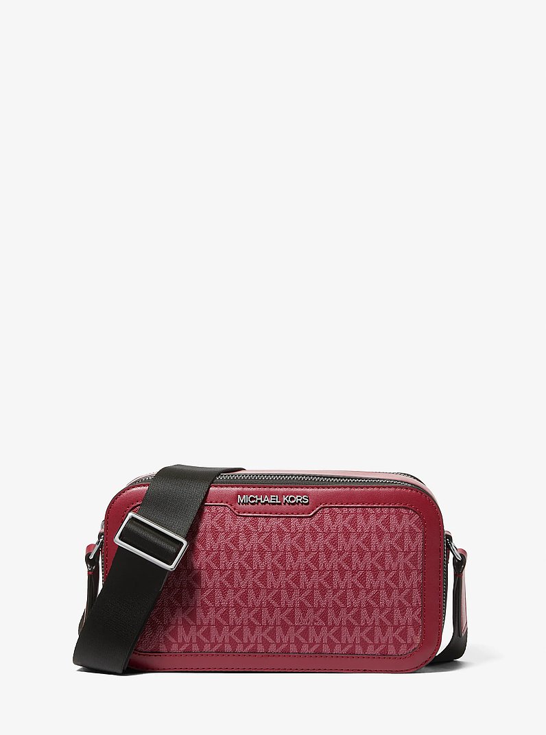 Cooper Signature Logo Crossbody Bag in CHERRY | Michael Kors