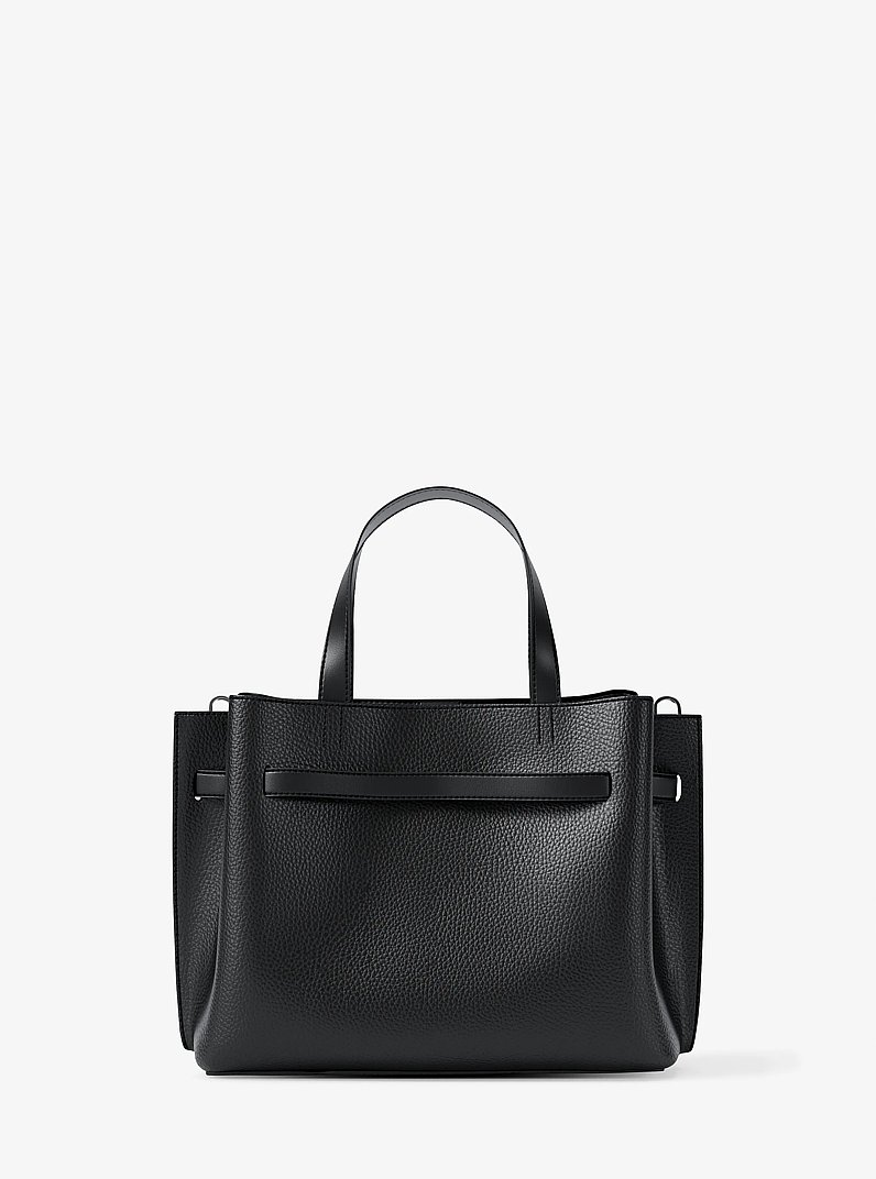 Emilia Small Pebbled Leather Satchel in BLACK | Michael Kors