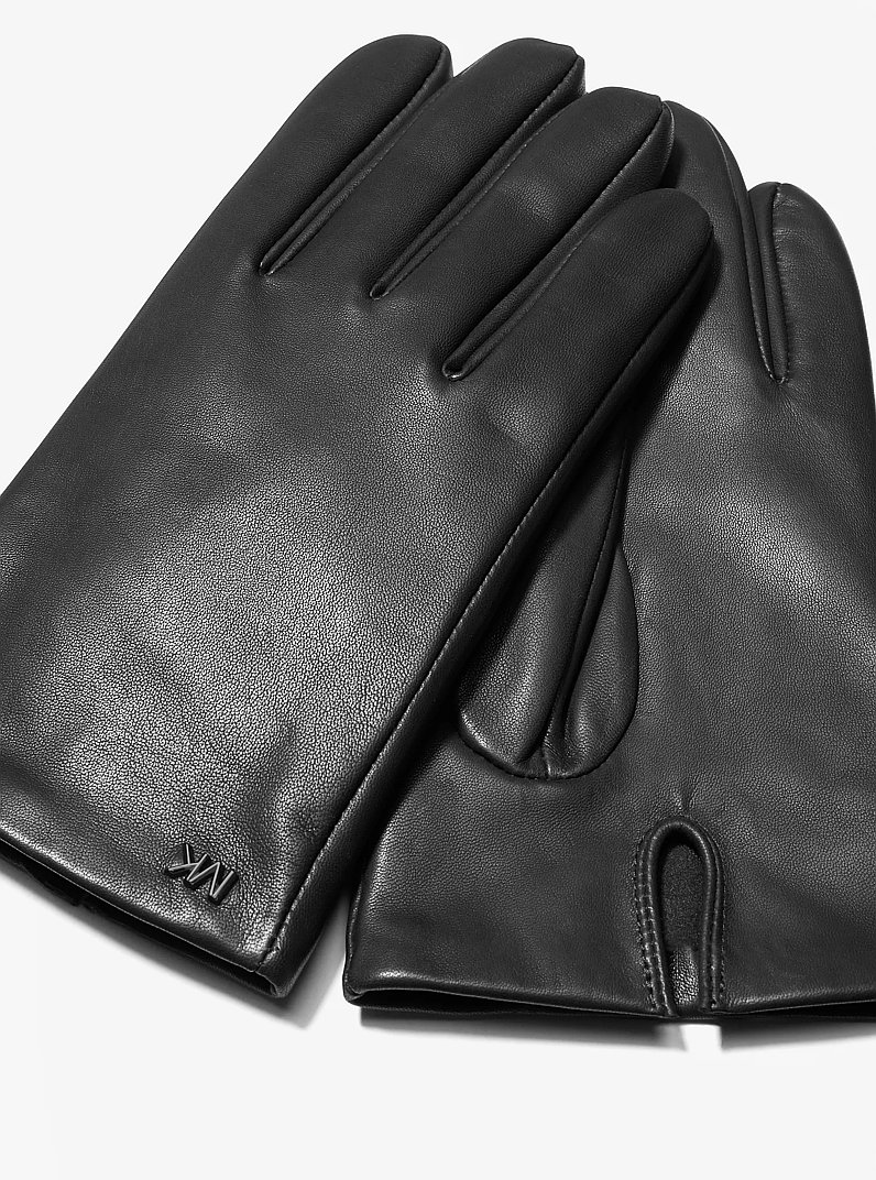 Leather Gloves in BLACK | Michael Kors