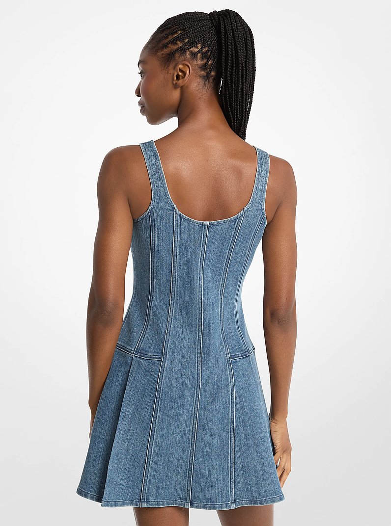 Minivestido de denim con pliegues in AZUL CREP&Uacute;SCULO LAVADO | Michael Kors