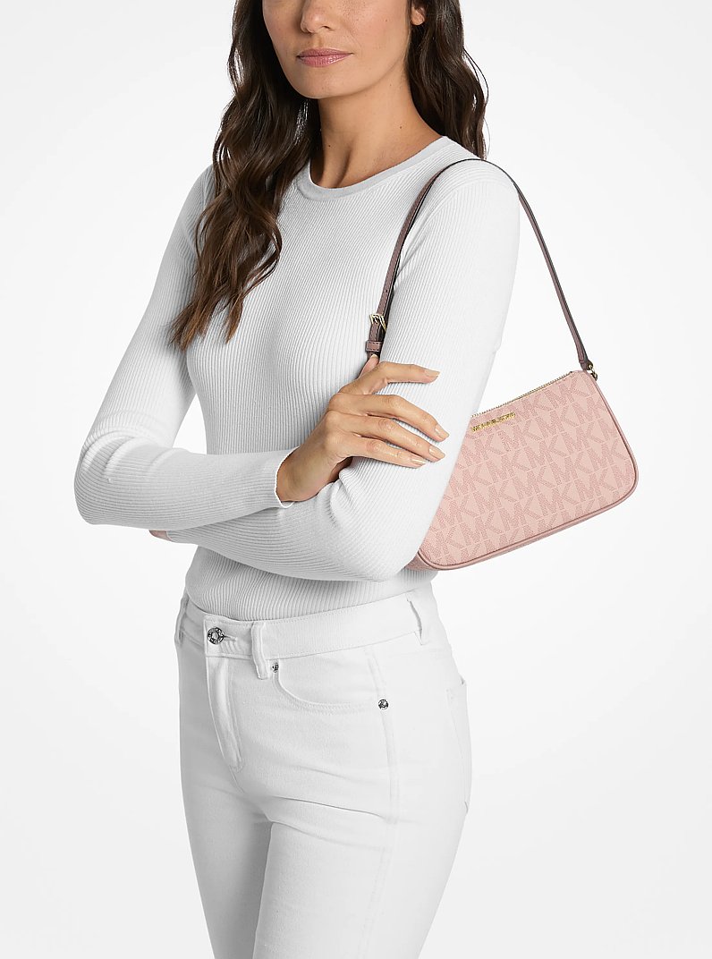 Jet Set Medium Signature Logo Pochette in BALLET | Michael Kors