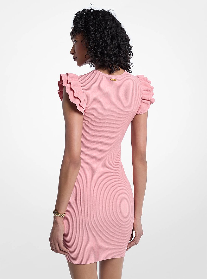 Ruffled Stretch Viscose Mini Dress in PRIMROSE | Michael Kors