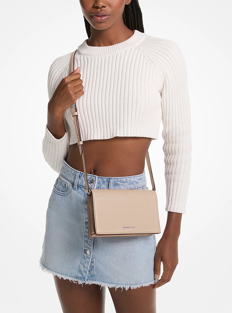 Jet Set Medium Pebbled Leather Crossbody Bag in LIGHT SAND | Michael Kors