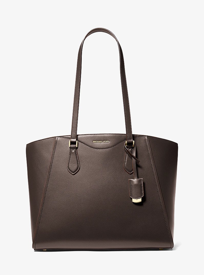 Taryn Large Leather Tote Bag in CHOCOLATE | Michael Kors