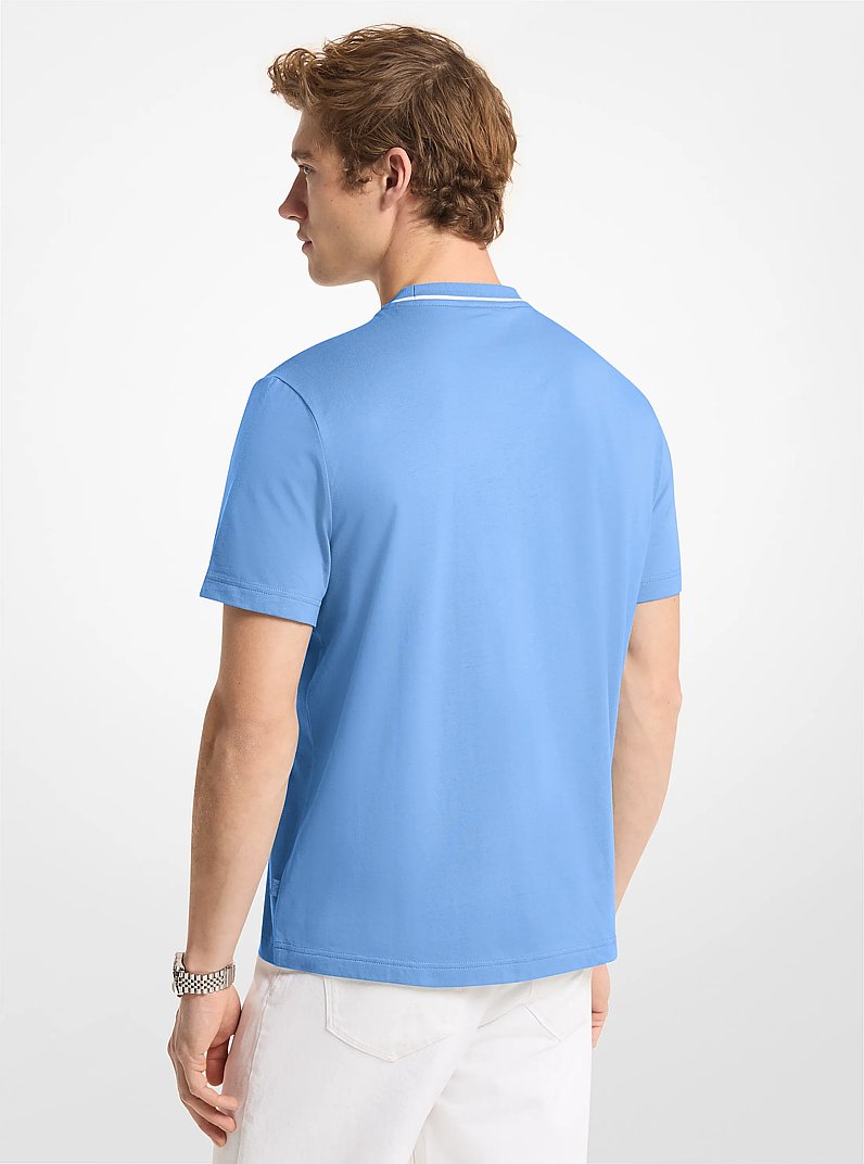 Logo Trim Cotton Jersey T-Shirt in VINTAGE BLUE | Michael Kors