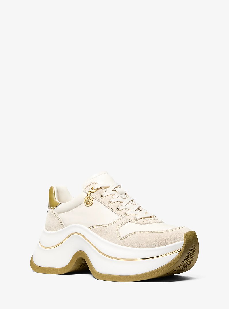 Arla Leather and Suede Trainer in PSTACHIO MLT | Michael Kors