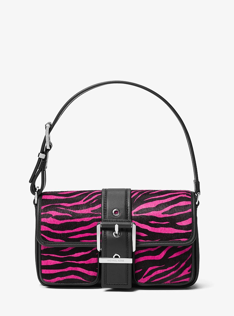 Colby Medium Zebra Print Calf Hair Shoulder Bag in CERISE MULTI | Michael Kors