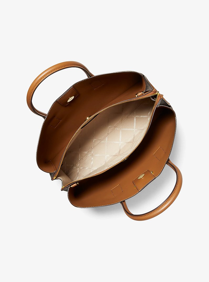 Ruthie Large Signature Logo Satchel in BRN/ACORN | Michael Kors