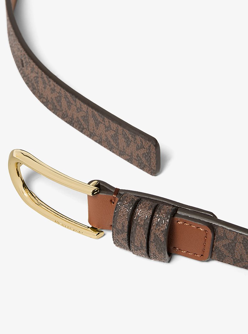 Signature Logo Skinny Belt in BROWN | Michael Kors