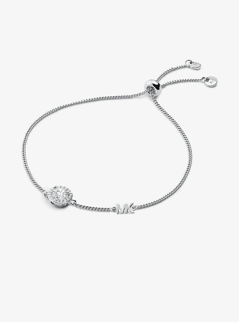 Precious Metal-Plated Sterling Silver Pav&eacute; Halo Slider Bracelet in SILVER | Michael Kors