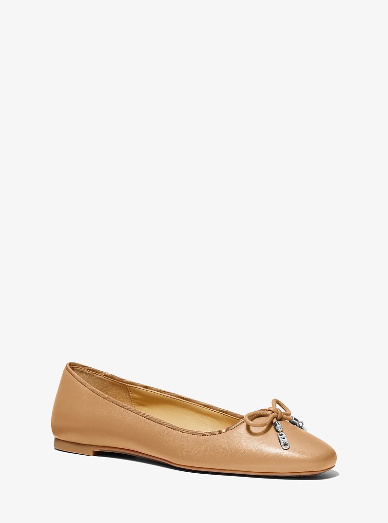 Nori Leather Ballet Flat in CAMEL | Michael Kors