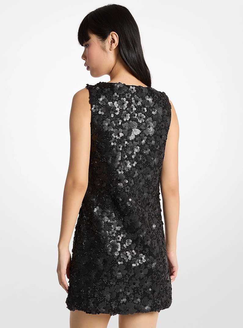 Mini-robe en n&eacute;opr&egrave;ne fleurie travaill&eacute;e in NOIR | Michael Kors