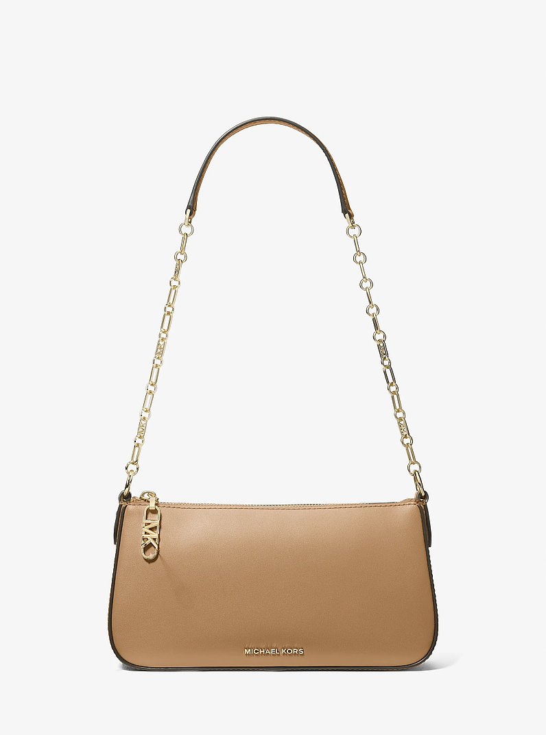Empire Medium Leather Chain-Link Pochette in HUSK | Michael Kors