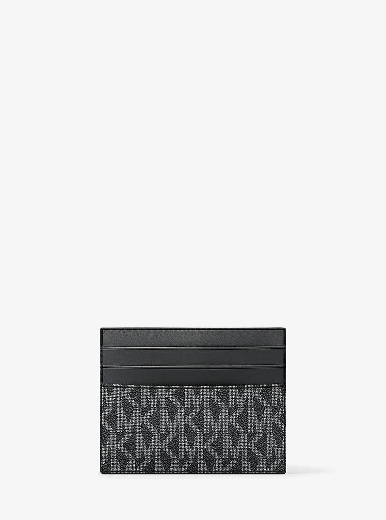 &Eacute;tui pour cartes Cooper &agrave; rayures et &agrave; logo Signature in CERISE | Michael Kors