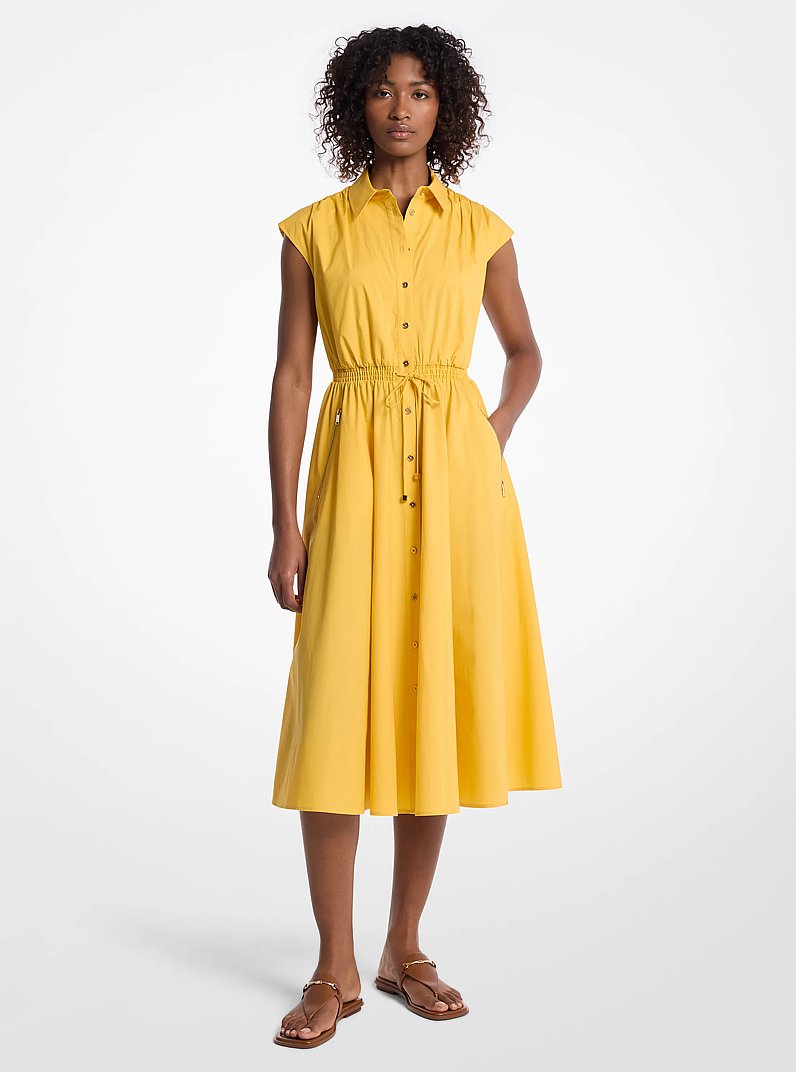 Stretch Cotton Poplin Midi Dress in HIBISCUS - Sale | Michael Kors