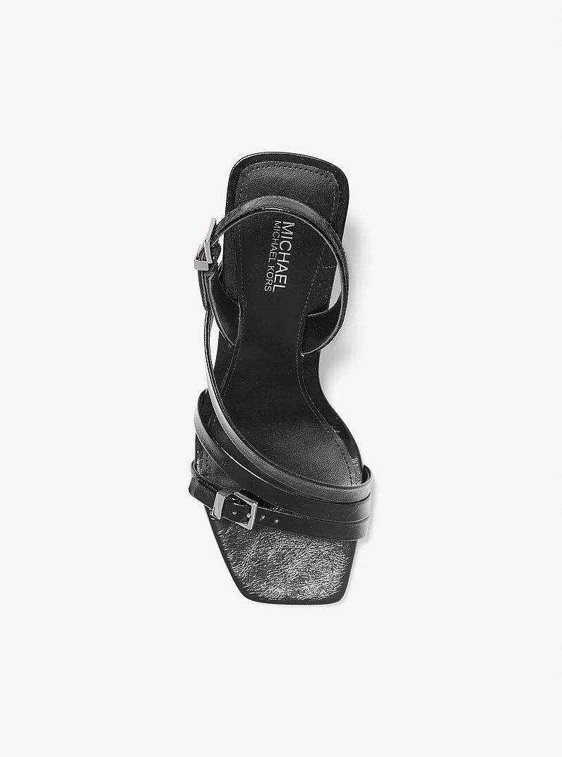 Yvette Crackled Sandal in BLACK | Michael Kors