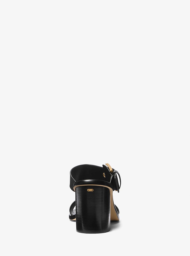 Irene Leather Block Heel Sandal in BLACK | Michael Kors