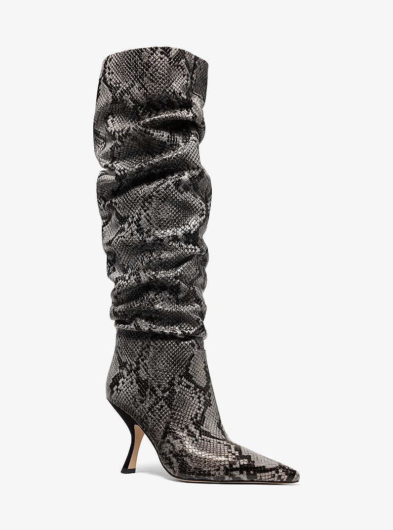 Luna Snake Embossed Leather Boot in QUARRY GREY | Michael Kors