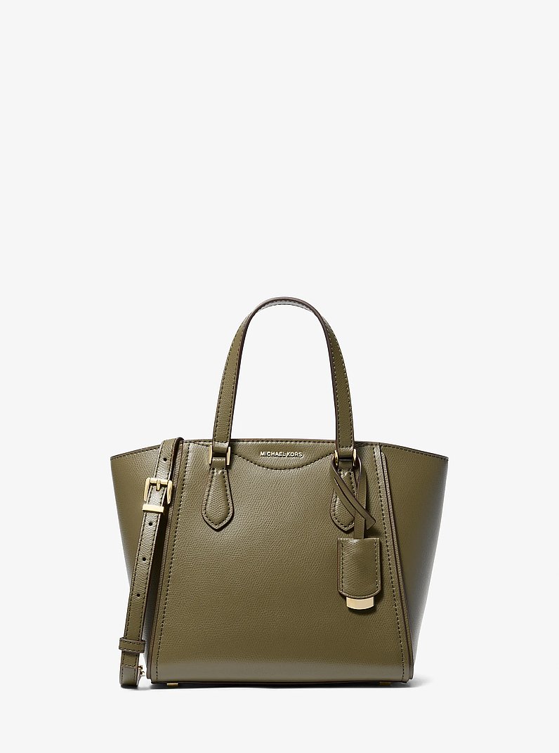 Taryn Small Leather Convertible Crossbody Bag in SAFARI GREEN | Michael Kors