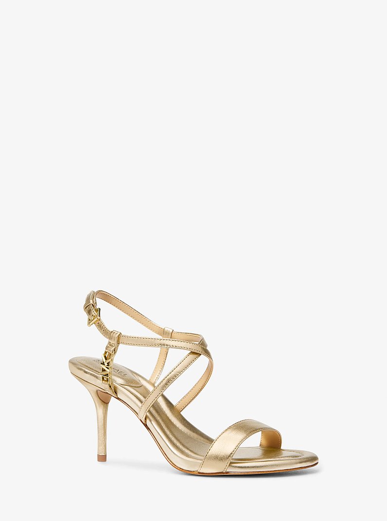 Veronica Metallic Leather Sandal in PALE GOLD | Michael Kors