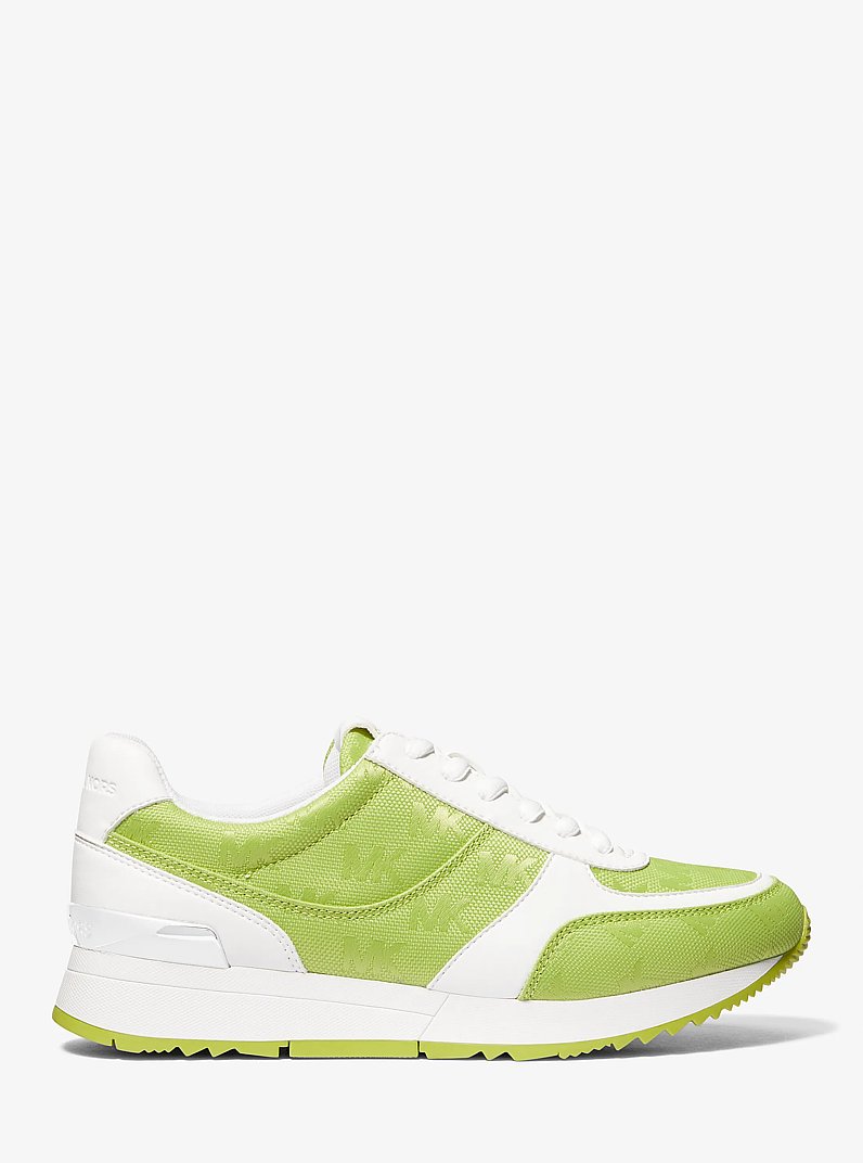 Andi Woven Logo Nylon Trainer in LIME | Michael Kors