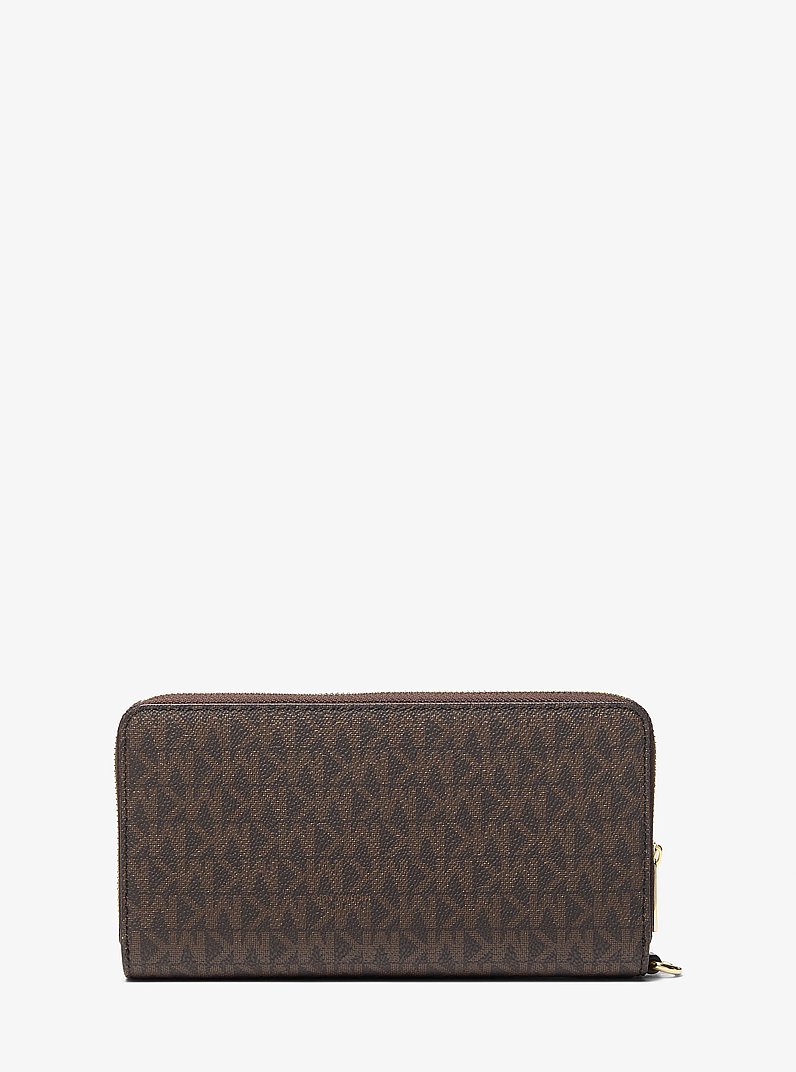Jet Set Travel Large Signature Logo Wristlet in BROWN | Michael Kors