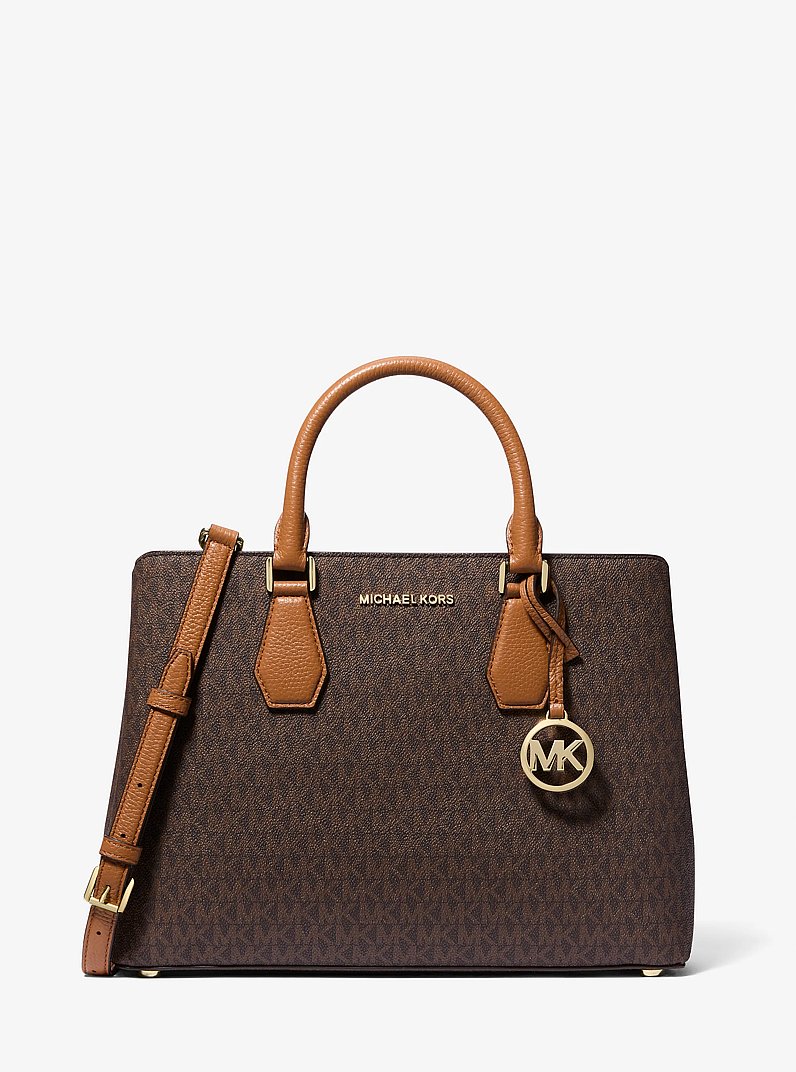 Camille Large Logo and Leather Satchel