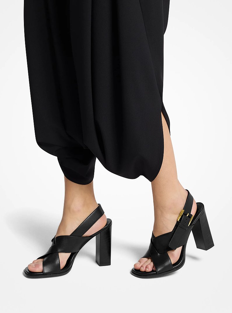 Jasmine Leather Sandal in BLACK | Michael Kors