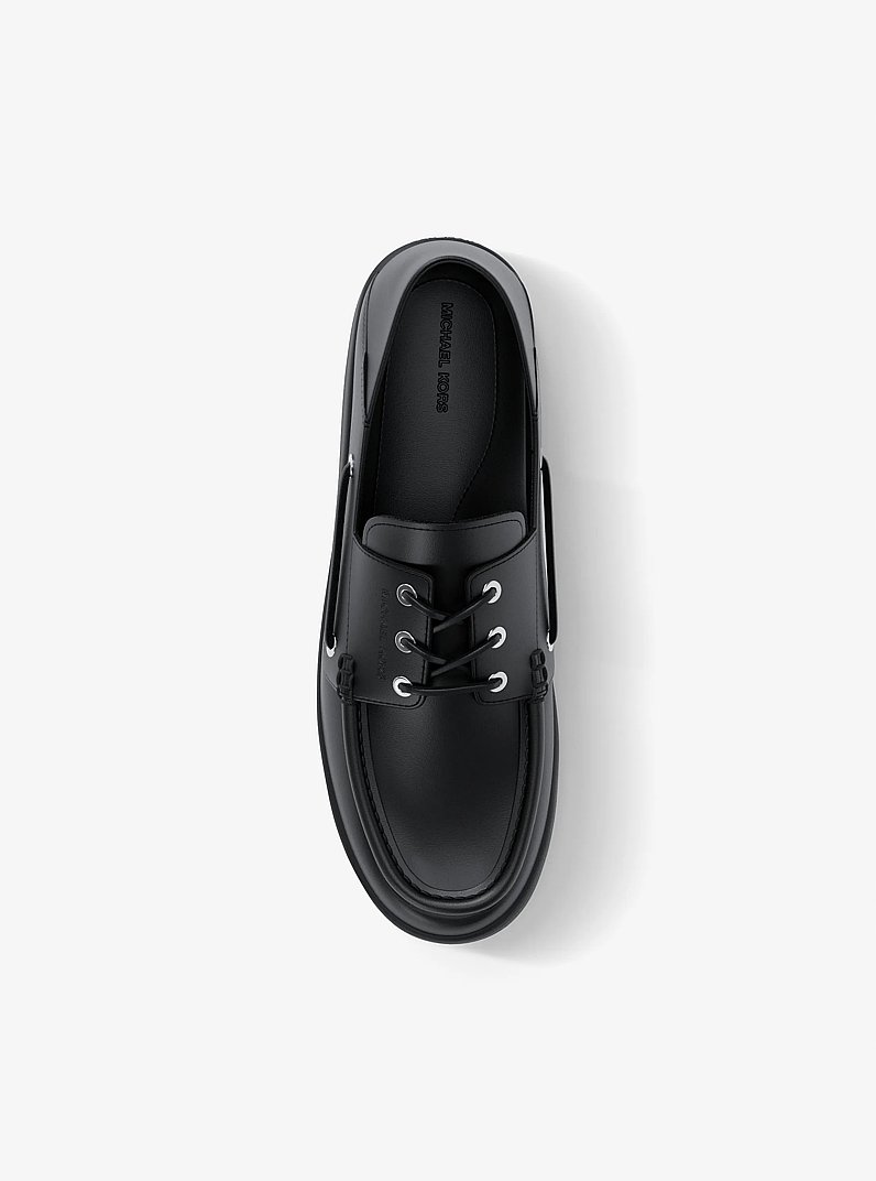 Scarpa da barca Aiden in pelle in NERO | Michael Kors