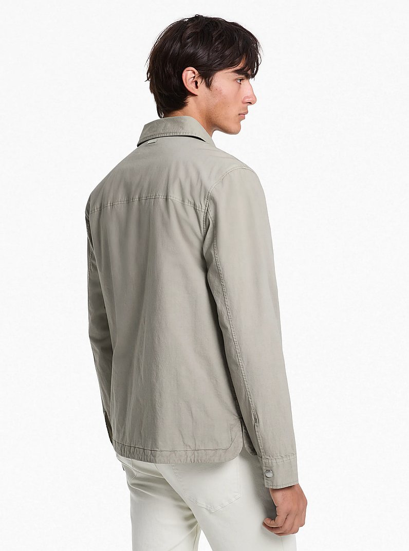 Garment-Dyed Stretch Cotton Poplin Shirt Jacket in DUSTY SAGE | Michael Kors