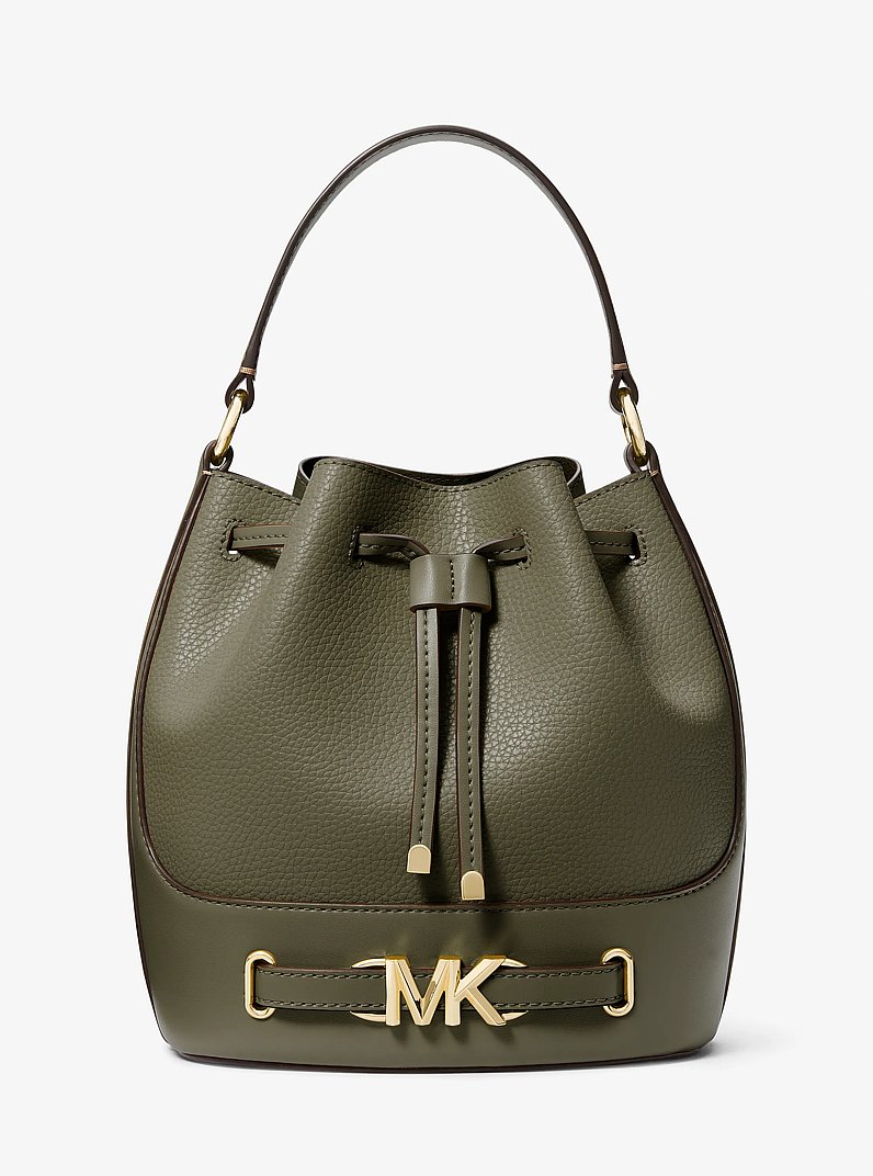 Bolso estilo cubo Reed mediano de cuero granulado